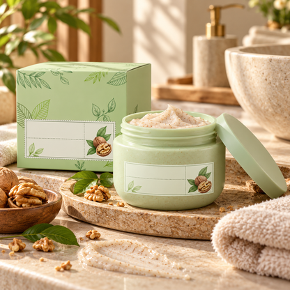 🥜 Body Scrub | Walnut Sea-Salt Shower | Women Silky Smooth-Glow