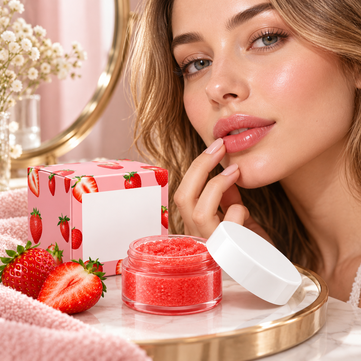 🍓 Lip Scrub | Strawberry Sugar Vanity | Women | Smooth Hydration