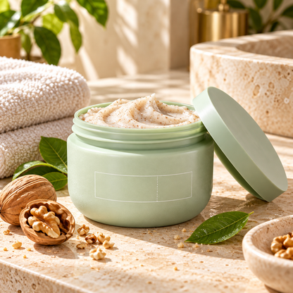 🥜 Body Scrub | Walnut Sea-Salt Shower | Women Silky Smooth-Glow